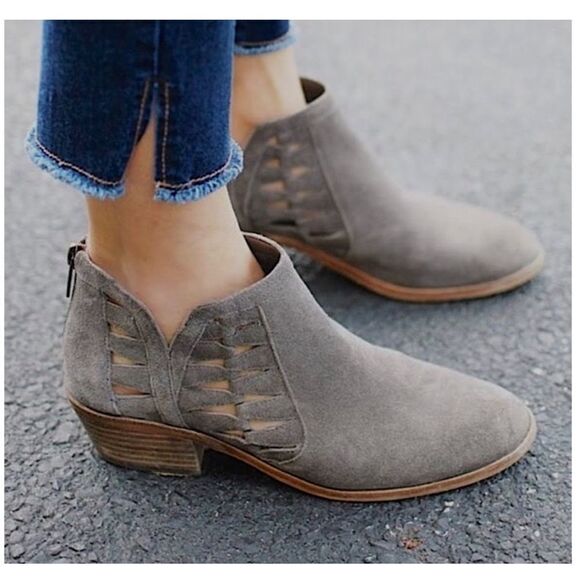 Vince Camuto Peera Gray Suede
Cutout Booties - Picture 2 of 9